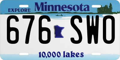 MN license plate 676SWO