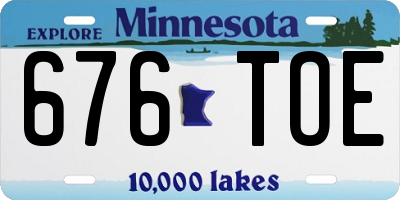 MN license plate 676TOE