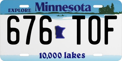 MN license plate 676TOF