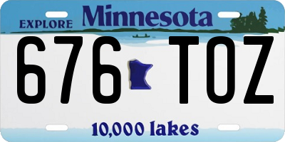 MN license plate 676TOZ