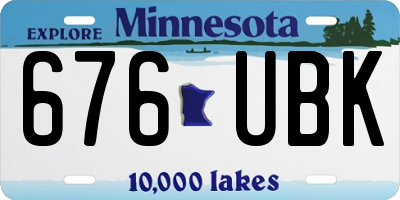 MN license plate 676UBK