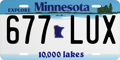 MN license plate 677LUX