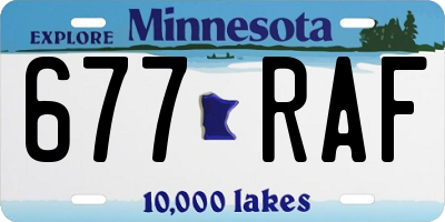 MN license plate 677RAF