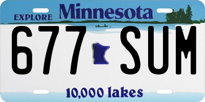 MN license plate 677SUM