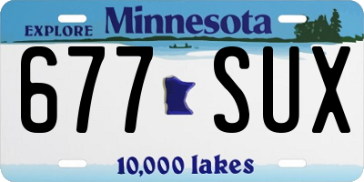 MN license plate 677SUX