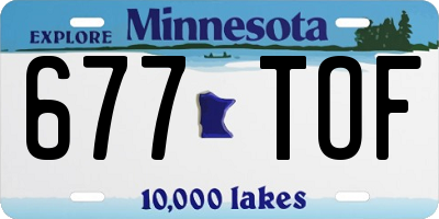 MN license plate 677TOF