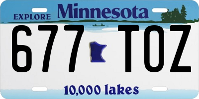 MN license plate 677TOZ