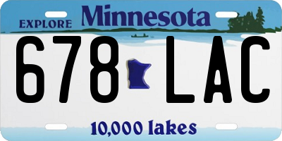 MN license plate 678LAC