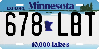 MN license plate 678LBT