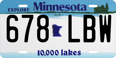 MN license plate 678LBW