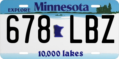 MN license plate 678LBZ