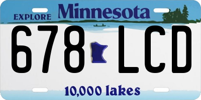 MN license plate 678LCD