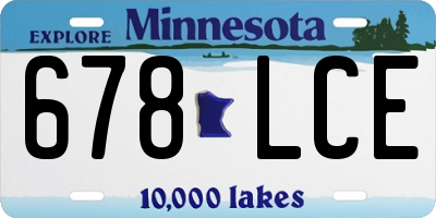 MN license plate 678LCE