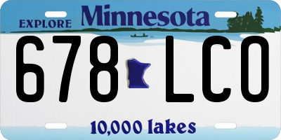 MN license plate 678LCO