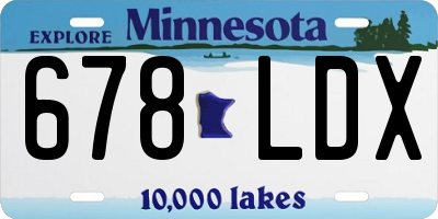 MN license plate 678LDX