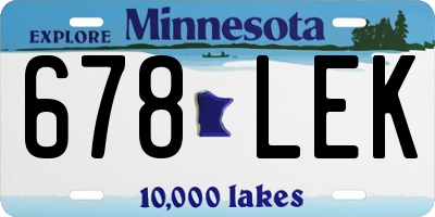 MN license plate 678LEK