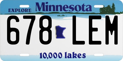 MN license plate 678LEM