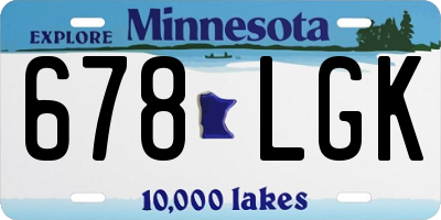 MN license plate 678LGK
