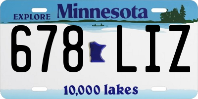 MN license plate 678LIZ