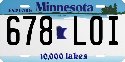 MN license plate 678LOI