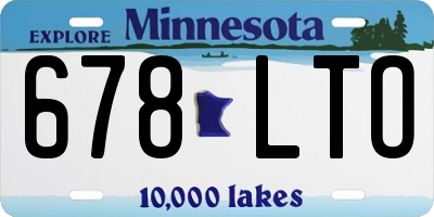 MN license plate 678LTO