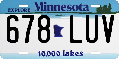MN license plate 678LUV