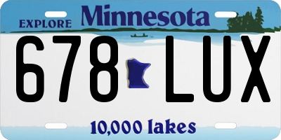MN license plate 678LUX