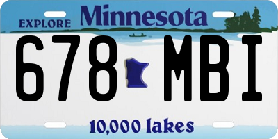 MN license plate 678MBI