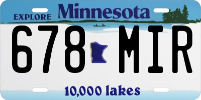 MN license plate 678MIR