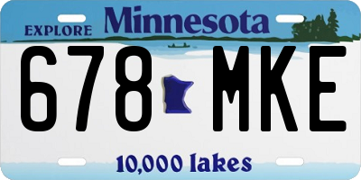 MN license plate 678MKE