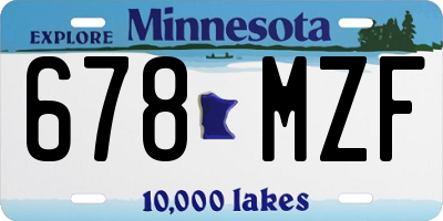 MN license plate 678MZF
