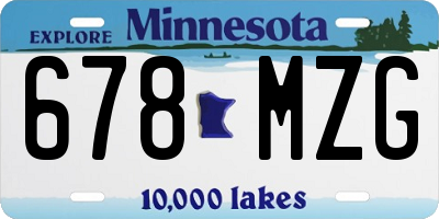 MN license plate 678MZG