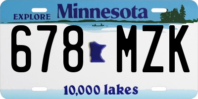 MN license plate 678MZK