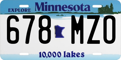MN license plate 678MZO