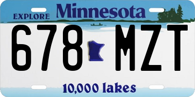 MN license plate 678MZT