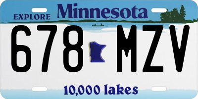 MN license plate 678MZV