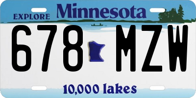 MN license plate 678MZW
