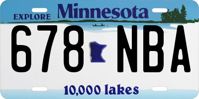 MN license plate 678NBA