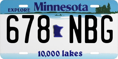 MN license plate 678NBG