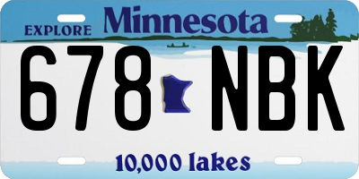 MN license plate 678NBK