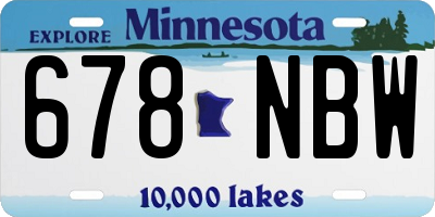 MN license plate 678NBW