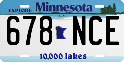 MN license plate 678NCE