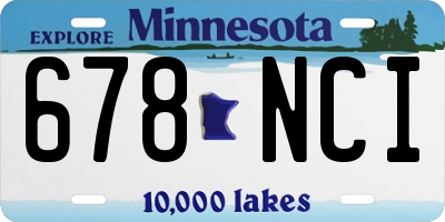 MN license plate 678NCI
