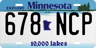 MN license plate 678NCP