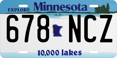 MN license plate 678NCZ