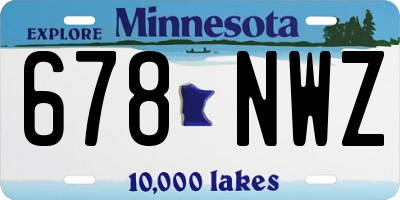 MN license plate 678NWZ
