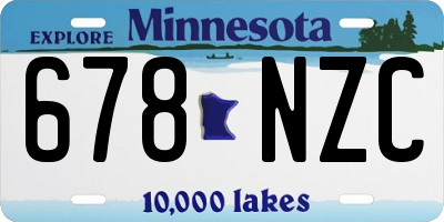 MN license plate 678NZC