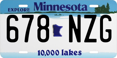 MN license plate 678NZG