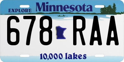 MN license plate 678RAA