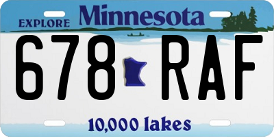 MN license plate 678RAF